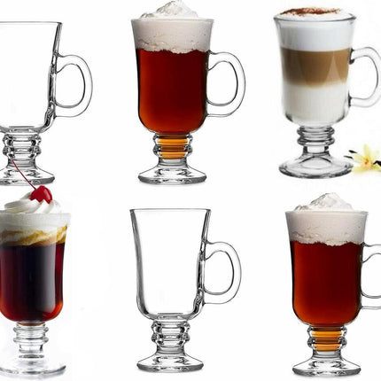 Irish Coffee – Koffieglazen – Macchiato glazen op voet met handvat - Set van 2 - 240 ml