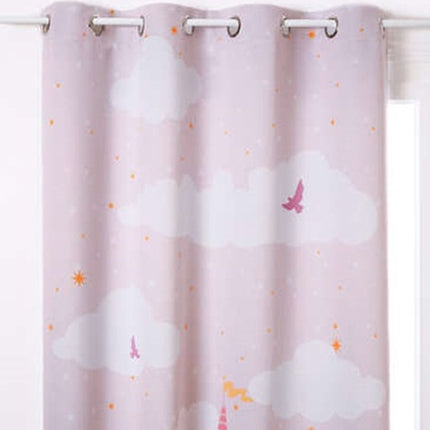 Atmosphera Kids Verduisteringsgordijn Kasteel 135x260cm - Roze met witte wolken