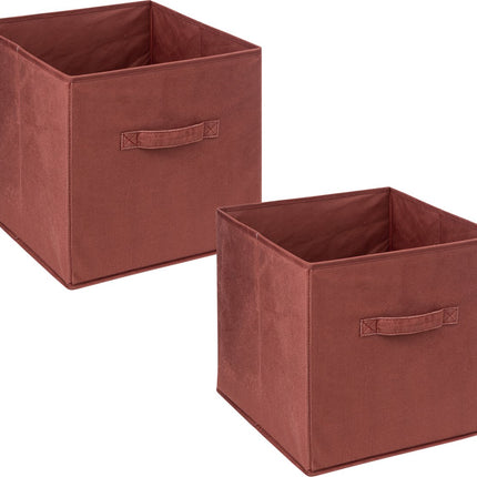 5Five Opbergmand/kastmandje - 4x stuks - Bordeaux rood - 31 x 31 x 31 cm - 29 liter - Vakkenkast manden - Stof met versterkte bodem - Opvouwbaar