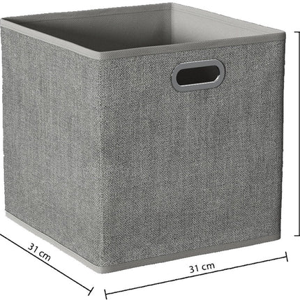 5Five Opbergmand/kastmand grijs - linnen - 29 liter - 31 x 31 x 31 cm - Opbergbox - Vakkenkast manden