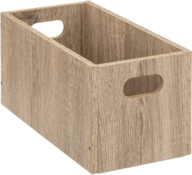 5five Opbergmand/kastmand van hout - Set van 3x stuks - lichtbruin - 7 Liter - 31 x 15 x 15 cm - Opbergboxen - Vakkenkast manden