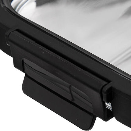 5Five Vershoudbakje met deksel - glas - luchtdicht - met clips - 21 x 17 x 7 cm - 900 ml - zwart/transparant