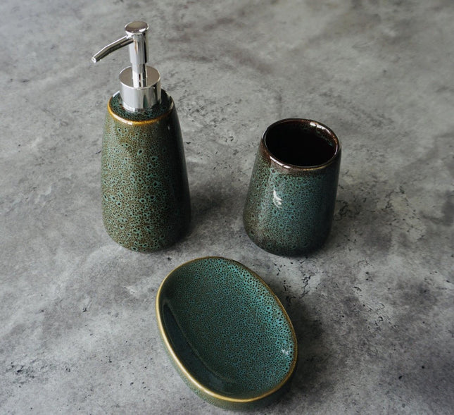 Zeeppomp Green Harmony ▪ Luxe Zeepdispenser ▪ 500ml Soap Dispenser ▪ Groen ▪ Keramiek ▪ Stijlvol Pompje ▪ Modern & Landelijk  ▪ Badkamer - Toilet - Keuken Accesoire ▪ Decoratie