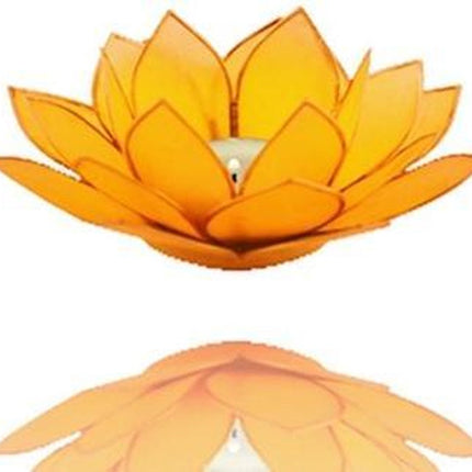 Lotus sfeerlicht geel 3e chakra goudrand - 13.5 cm - S