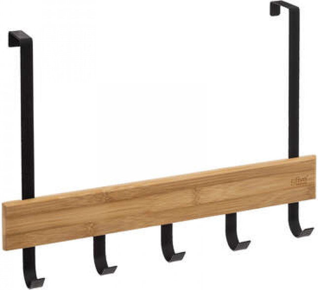 handdoekhouder zwart - metaal -hout