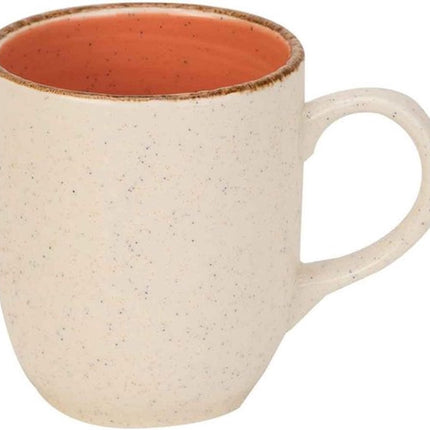 Set van 6 Granite Oranje Bekers – 36 cl Aardewerk Mokken voor Warme & Koude Dranken – Oven-, Magnetron- en Vaatwasserbestendig – Stijlvol Design met Oranje Binnenkant