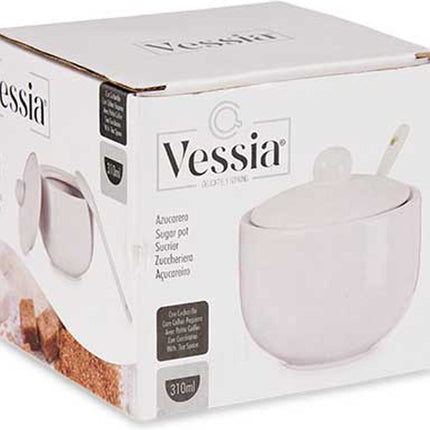 Vessia Suikerpot met deksel - wit - 310 ml - porselein - 10 x 10 x 9,5 cm