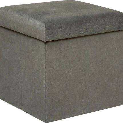 Atmosphera Poef/krukje/hocker Amber - Opvouwbare zit opslag box - fluweel Donkergrijs - D38 x H38 cm - MDF/polyester