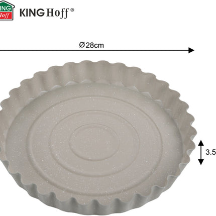 KINGHoff Taartvorm 28 cm - Marmervorm Beige - Ovenbestendig tot 220°C - Voor Taarten en Quiches - Bakvorm - Ovenvorm - Cakevorm -
