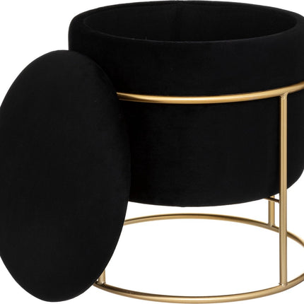 Atmosphera Eliane Poef - Velvet - Zwart - Ø42 cm