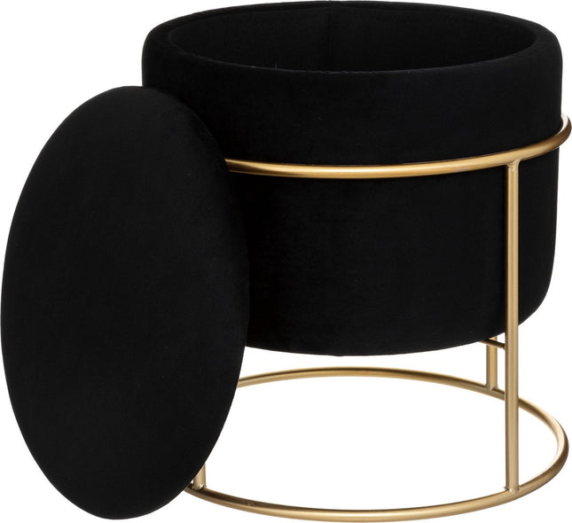 Atmosphera Eliane Poef - Velvet - Zwart - Ø42 cm