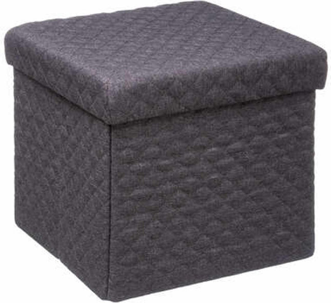 5Five Poef/Hocker/opbergbox - donkergrijs - polyester/mdf - 31 x 31 cm - opvouwbaar