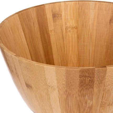 5Five Salade of voedsel serveer schaal - bamboe hout - lichtbruin - D28 x H12 cm - Serveerschalen