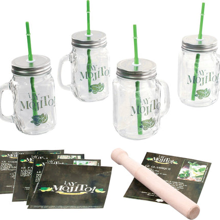 Secret de Gourmet Luxe Mojito glazen set - 4x stuks - met accessoires - 500 ml - Cocktailglazen