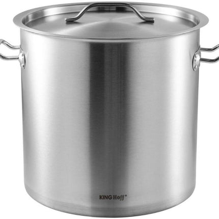 KINGHoff Kookpot 25 Liter - RVS Steel - Ø32 cm - Geschikt voor Inductie - Inclusief Deksel - Professionele Soeppan voor Grote Hoeveelheden - 25L