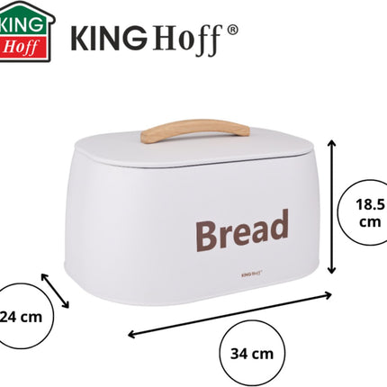 Kinghoff 1947 - Broodtrommel - houten handvat - metaal - Wit