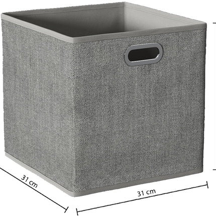 5Five Opbergmand/kastmand grijs - linnen - 29 liter - 31 x 31 x 31 cm - Opbergbox - Vakkenkast manden