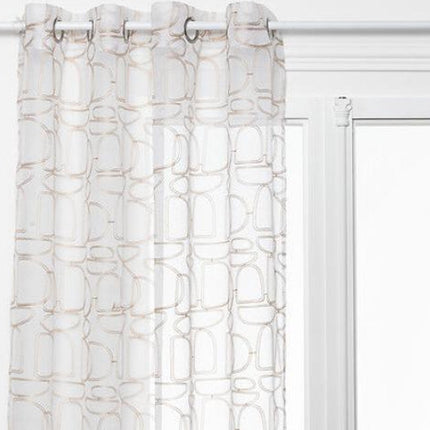 Atmosphera Hania Gordijn bedrukt 140x240cm - Kant en klaar met ringen - Beige