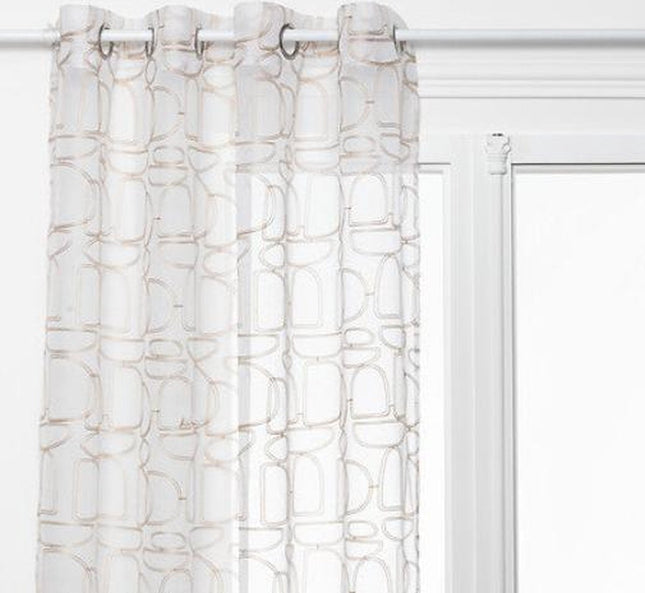 Atmosphera Hania Gordijn bedrukt 140x240cm - Kant en klaar met ringen - Beige