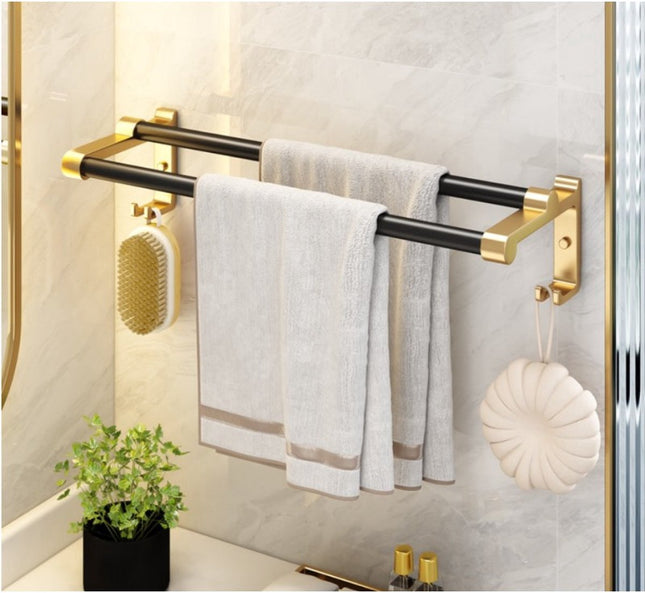 Luxe Handdoekrek Badkamer Rosé Goud/Zwart - Handdoekenrek - Handdoekhouder - Handdoekstang