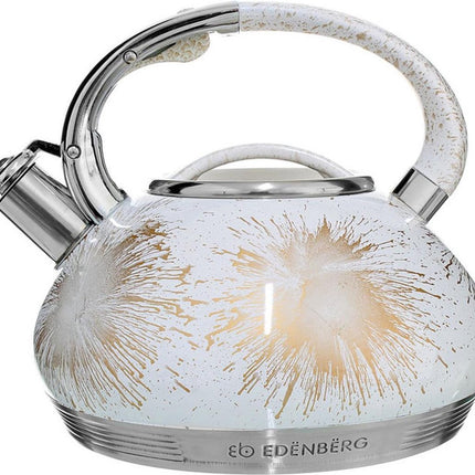 Edënbërg Luxe Fluitketel - 3.5 liter - originele RVS Fluitketel - Wit - Voorzien Van 7-Laags Bodem!
