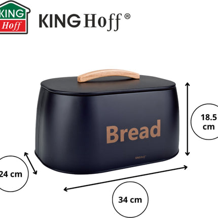 Kinghoff 1946 - Broodtrommel - houten handvat - metaal - zwart