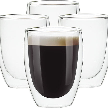 Set van 4 Theeglazen / Koffieglazen Dubbelwandig – Theeglas - Koffieglas - Glazen - 4 x 35cl
