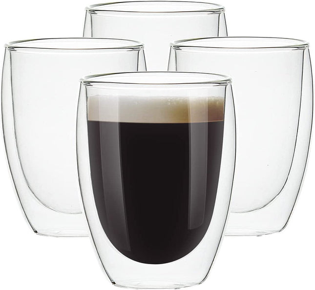 Set van 4 Theeglazen / Koffieglazen Dubbelwandig – Theeglas - Koffieglas - Glazen - 4 x 35cl