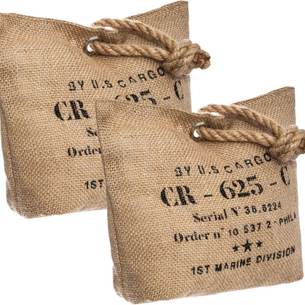 Atmosphera Deurstopper gewicht Lofty - 2x - 1 kilo - jute beige - polyester en zand - 26 x 19 cm - buiten/binnen deuren
