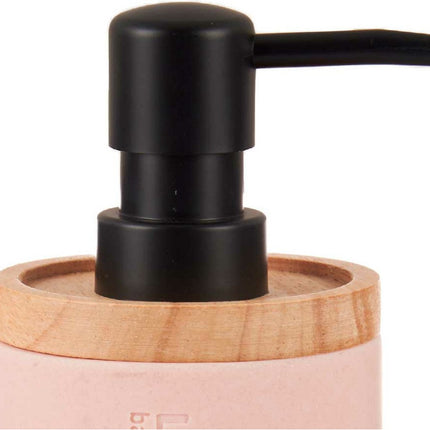 Berilo zeeppompje/dispenser Lotions - mat roze - polyresin/bamboe - 18 x 8 cm - 300 ml - badkamer/toilet/keuken