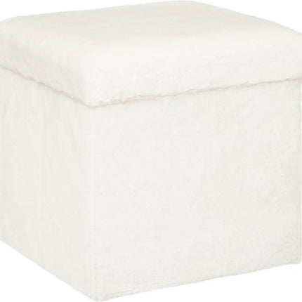 Atmosphera Poef/hocker/voetenbankje Bont - opbergbox - wit - PO/MDF - 38 x 38 x 38 cm - opvouwbaar