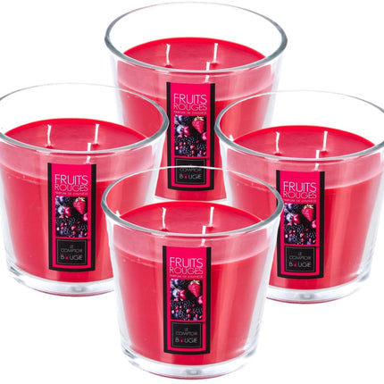 Atmosphera Candles Geurkaars - in glas - rood fruit aroma - 40 branduren - 13 x 12 cm - woondecoratie - geurkaarsen