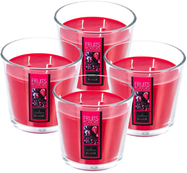 Atmosphera Candles Geurkaars - in glas - rood fruit aroma - 40 branduren - 13 x 12 cm - woondecoratie - geurkaarsen