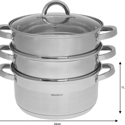 Klausberg 7145 - stoompan - 4 delig - 24cm - rvs - alle warmtebronnen