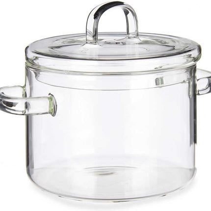 Vivalto Kookpan met deksel - borosilicaat glas - 1.4 L - D15 x H20 cm - transparant