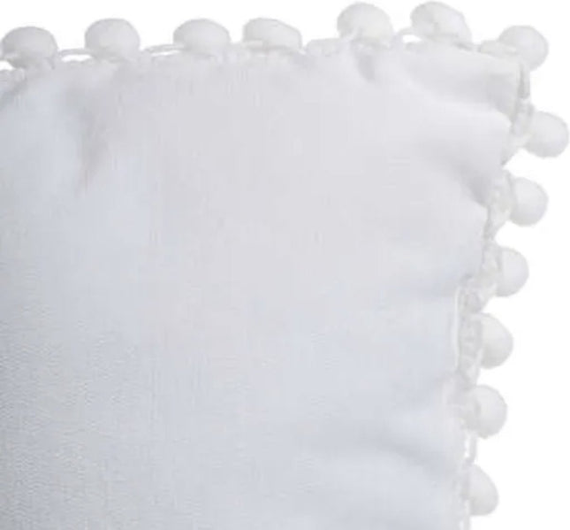 Sierkussen Ellis - Wit - Sierkussen met pompons/tassels - 40x40 cm