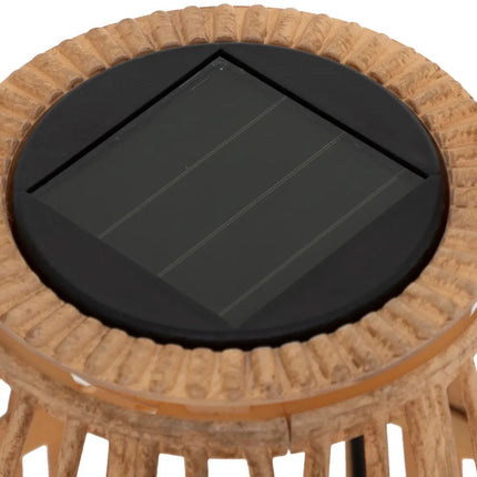Atmosphera Solar tuin lantaarn - naturel - rotan kunststof - 16 x 23 cm - buiten - Led kaars licht
