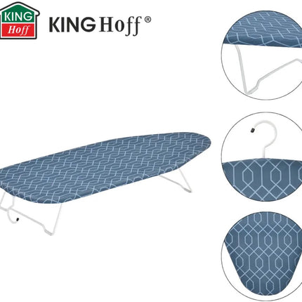 KINGHOFF KH-1936 Tafelstrijkplank – Compacte Inklapbare Strijkplank met Geperforeerd Stalen Strijkoppervlak – 76×30,5 cm