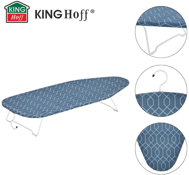 KINGHOFF KH-1936 Tafelstrijkplank – Compacte Inklapbare Strijkplank met Geperforeerd Stalen Strijkoppervlak – 76×30,5 cm