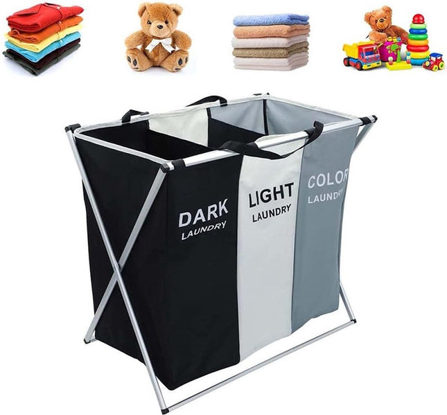 Vrijstaande Wasmand met 3 Vakken – 135L Organizer