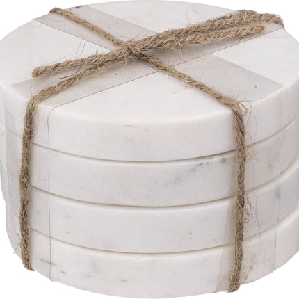 Secret de Gourmet Onderzetters voor glazen - 12 stuks - Marmer - Wit
