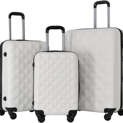 3-Delige Harde Kofferset – ABS – 360° Wielen – Dubbele wielen -Wit