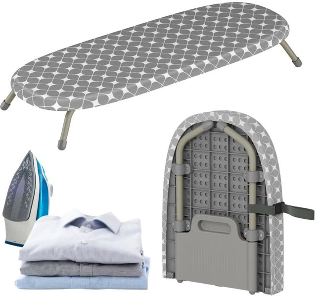 KINGHOFF KH-1937 Tafelstrijkplank – Inklapbare Strijkplank met Laminated Katoenen Hoes & 5 mm Vilt – 81,5×30,5 cm – Grijs