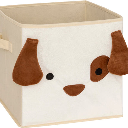 Atmosphera Kids Woef opbergdoos - 29x29x29cm - Opvouwbaar - Wit/Bruin
