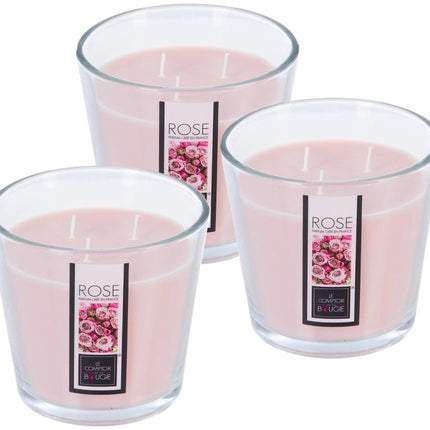 Atmosphera Candles Geurkaars - in glas - rozen bloemen aroma - 40 branduren - 13 x 12 cm - woondecoratie - geurkaarsen