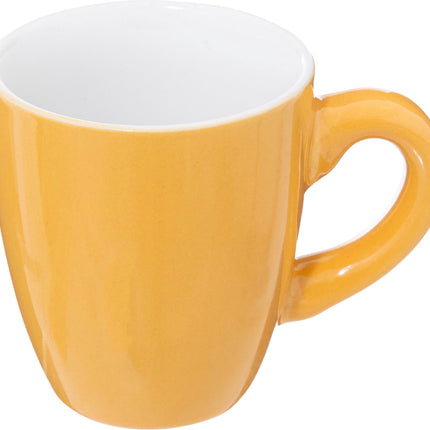 Espresso/koffie kopjes set - 6x - met bamboe plankje - aardewerk kopjes - 90ml - diverse kleuren