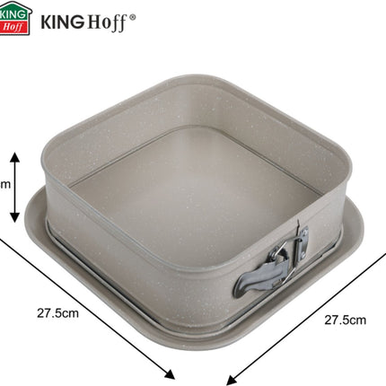 KINGHoff KH-1977 Vierkante Bakvorm met Losse Rand 27,5x27,5x8 cm - Vorm voor Cheesecake, Tiramisu en Taarten - Antiaanbaklaag - Ovenbestendig tot 220°C - Bakvorm - Cakevorm - Taartvorm