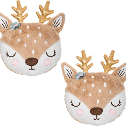 Atmosphera Dieren sierkussen - 2x - kinderkamer - hertje - 31 x 38 cm - polyester