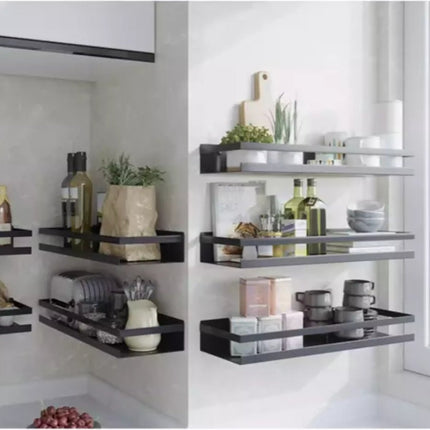 Ruhhy Wandplank - zwart - RVS - L50 cm - zwevend - industrieel - voor badkamer of keuken