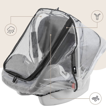 SIPO Regenscherm voor Autostoeltje - Waterdichte Beschermhoes voor Maxi-Cosi en Kinderwagen - Transparant - Universeel Model - EVA Materiaal - Regenhoes Kinderstoel -